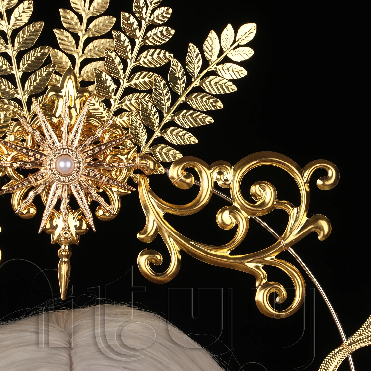 الذهب ورقة الشمس الشمس KC هالو عقال القوطية لوليتا تأثيري إكسسوارات الشعر الملكة الشمس آلهة الباروك المرأة تاج خوذة