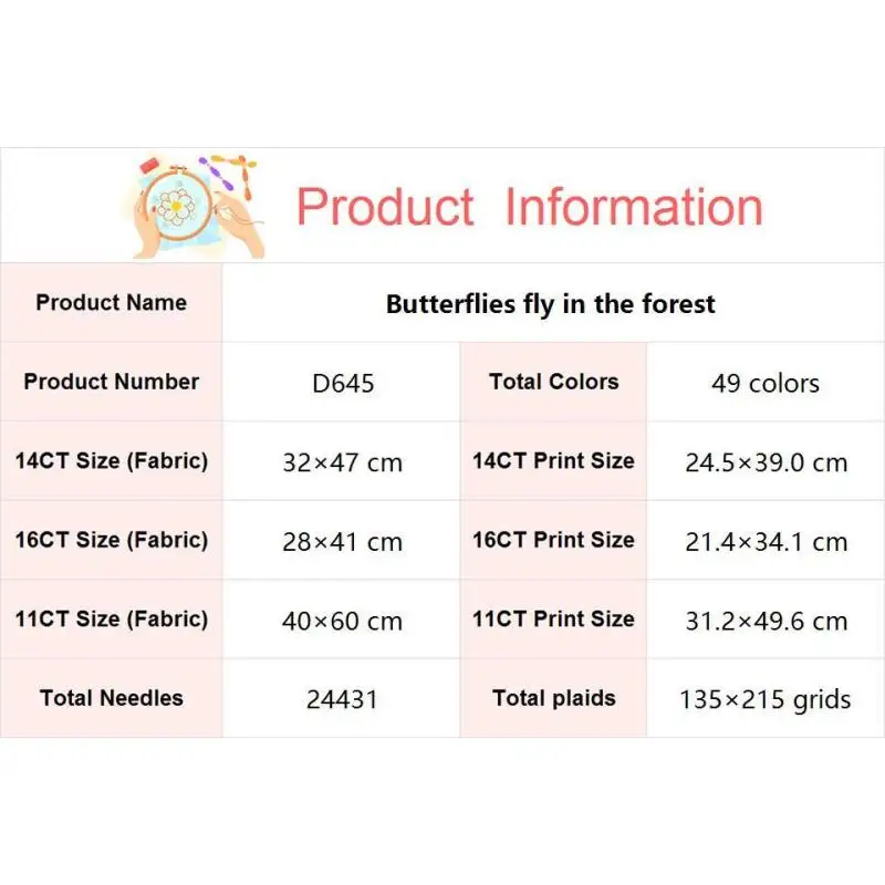 Farfalla foresta modello animale cucito a mano Kit punto croce ricamo fai da te Aida 14/16/11CT Kit ricamo tessuto stampato bianco