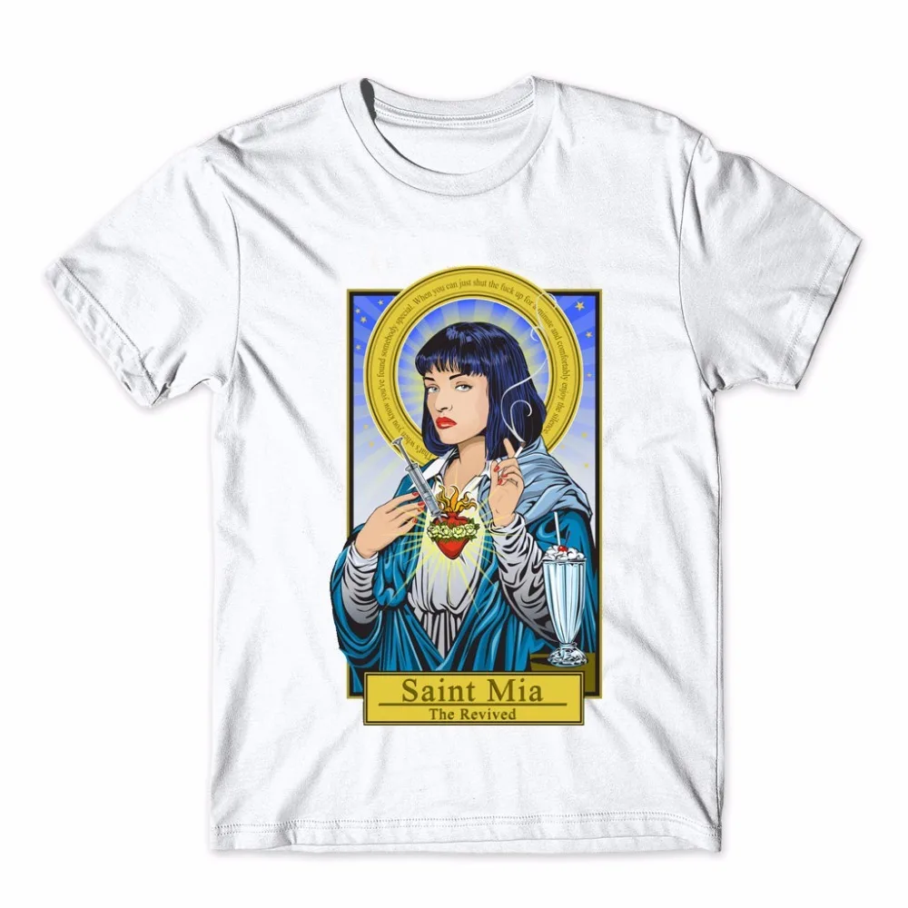 

2025 Fashion Brand Pulp Fiction T Shirt Saint Jules Print T Shirt Summer Short Sleeve Shirts Tops Catholicism Tees T-shirt Tees