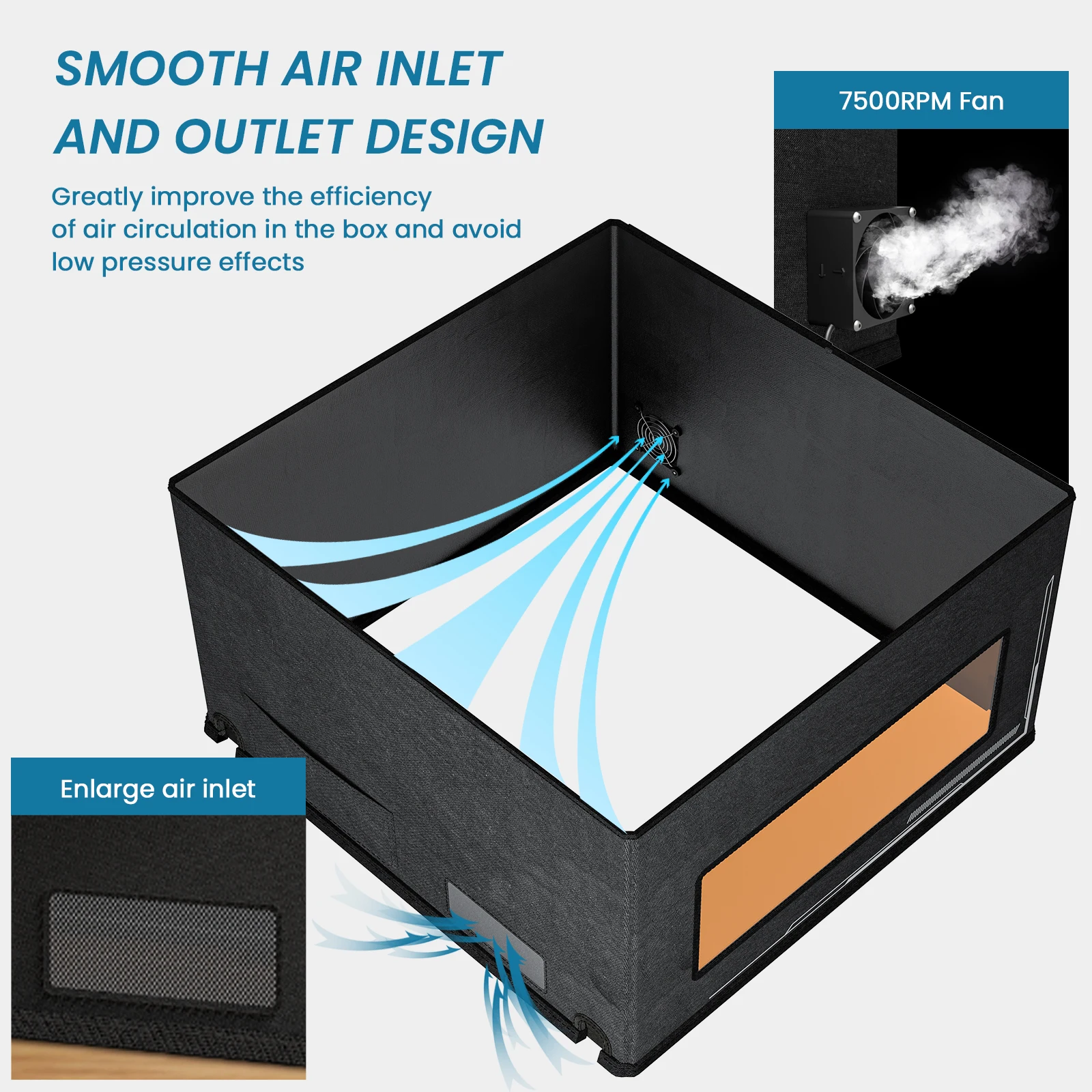 Atomstack-carcasa plegable FB2, cubierta a prueba de polvo, grabador láser Universal, caja protectora ignífuga, tubo de humo de 2M para X30 X20 D1