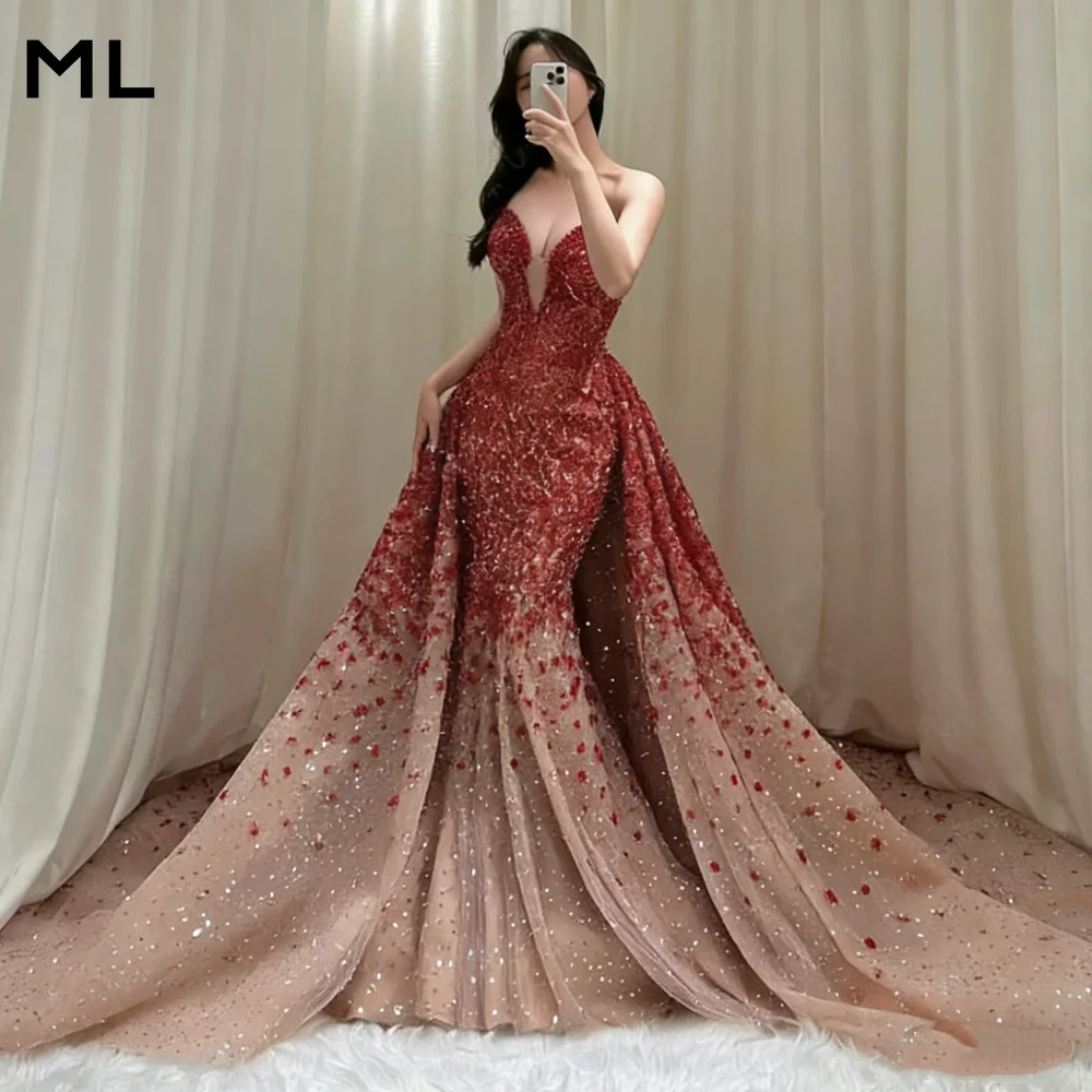 ML New Customised Evening Dress Luxury Sweetheart Beaded Party Gown Sleeveless Mermaid Floor-Length Party Dress فسات 2026