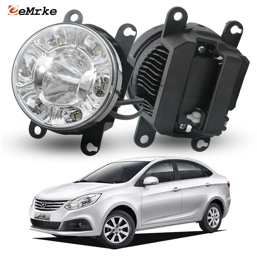

E-MARK E4 Led Fog Light for Jac J4 A30 2013-2019 PTF with Lens Daytime Running Lamp 6-Point DRL White Low Beam Fog Driving Lamp