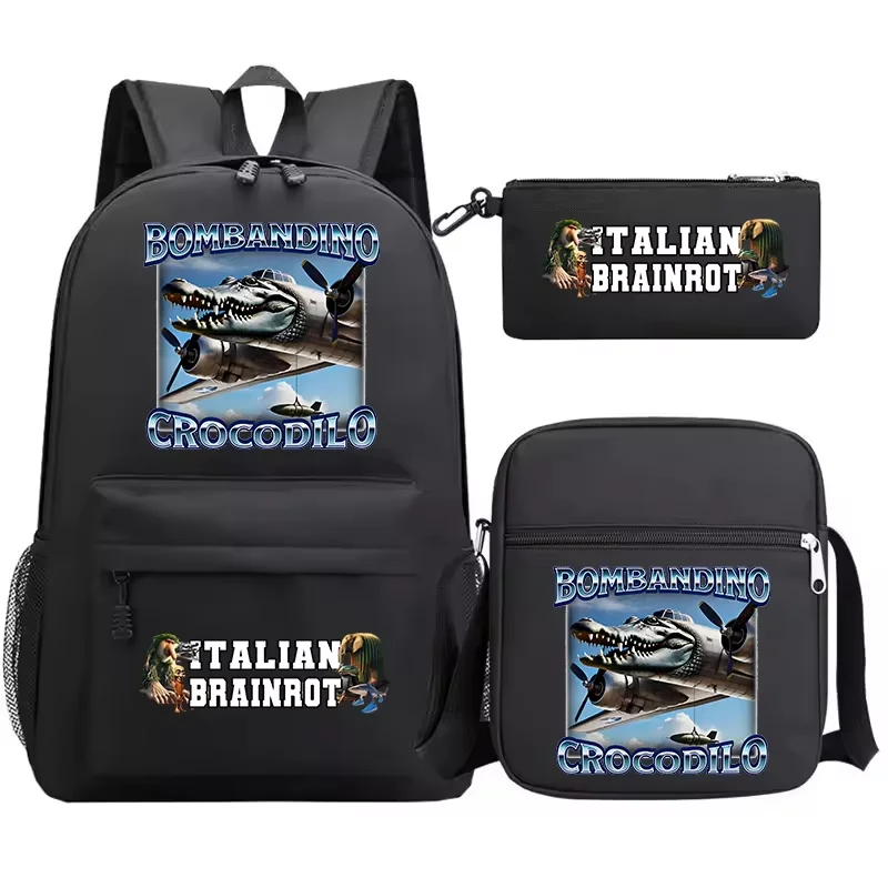 3pcs Set Cappuccino Assassino Backpack for Boys Girls Italian Brainrot School Bags Funny Cartoon Student Backpack for Teenager