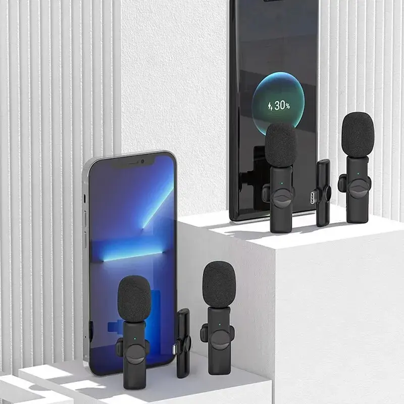المهنية Lavalier المزدوج اللاسلكية التلبيب ميكروفون آيفون أندرويد الهاتف الخليوي المحمول الكمبيوتر عروة التعادل مايكرو ميكروفون