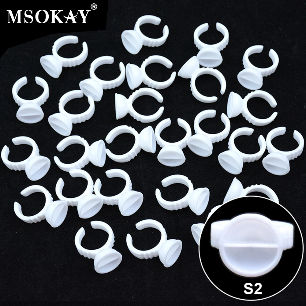 MSOKAY Wholesale 100Pcs/Bag Disposable Eyelash Extension Glue Ring Cup Tattoo Pigment Holder Container Lash Tools Supplier