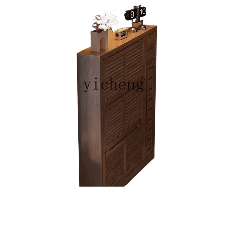 

ZK ultra-thin solid wood household tipping bucket shoe cabinet popular entrance cabinet integrated small shoe rack