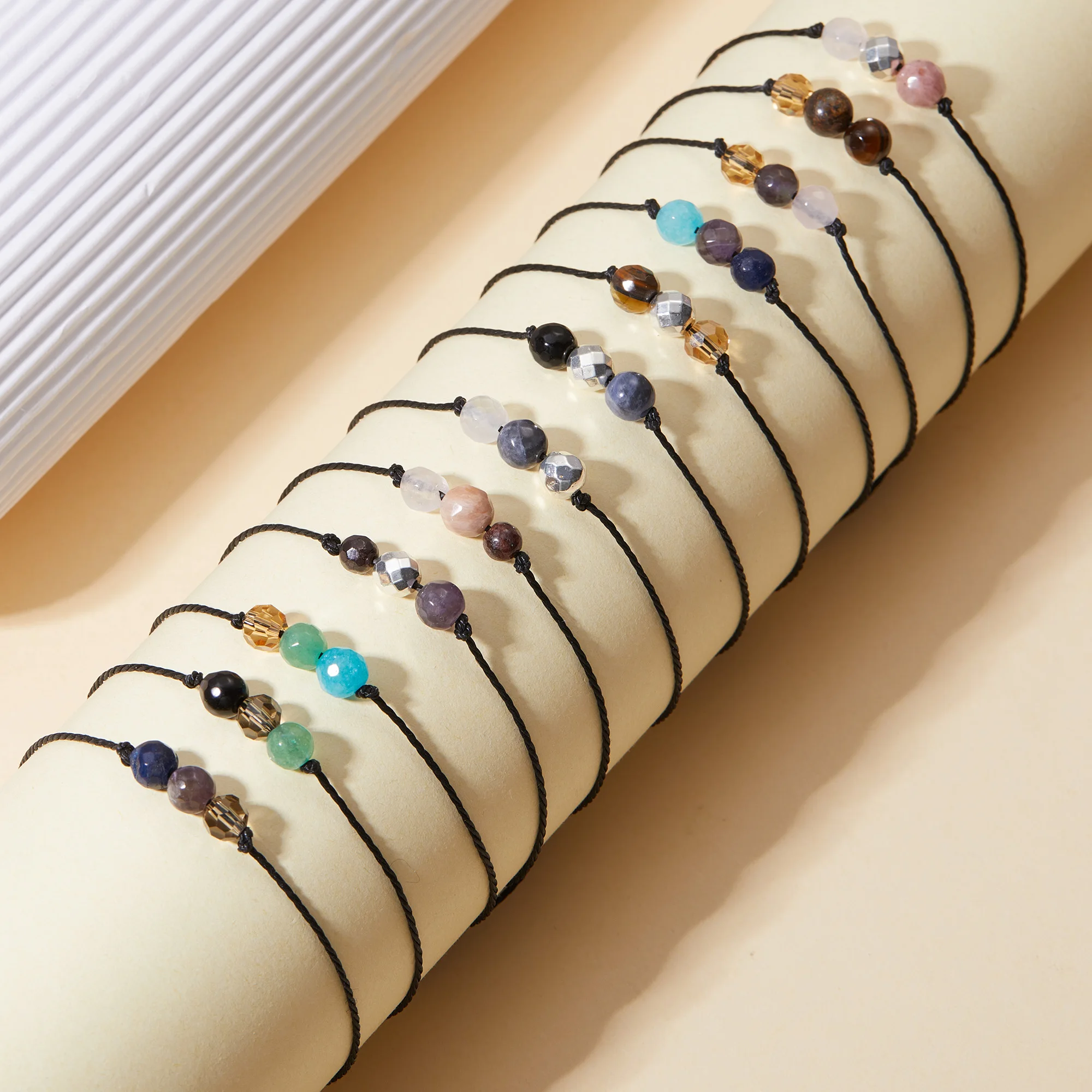 Fashion 12 Constellation Crystal Beads Bracelets for Women Men Handmade Braided Rope Zodiac Sign Bracelet Birthday Jewelry Gift