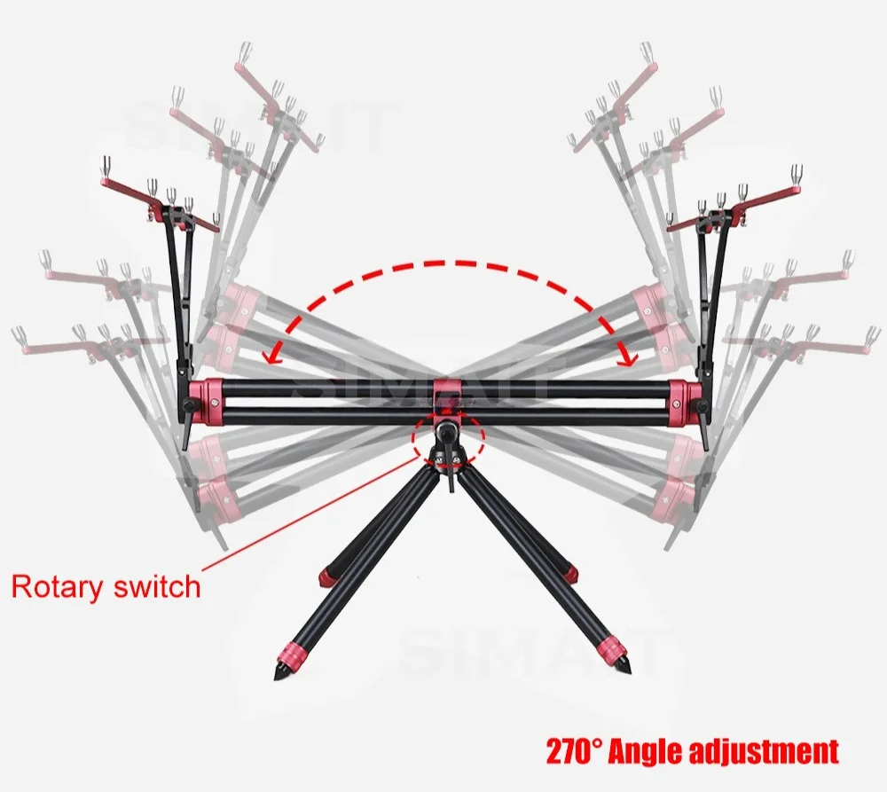 New Retractable Folding Full Metal Aluminum Alloy 5 Heads Triangle Bracket Wholesale High Fishing Rod Holder