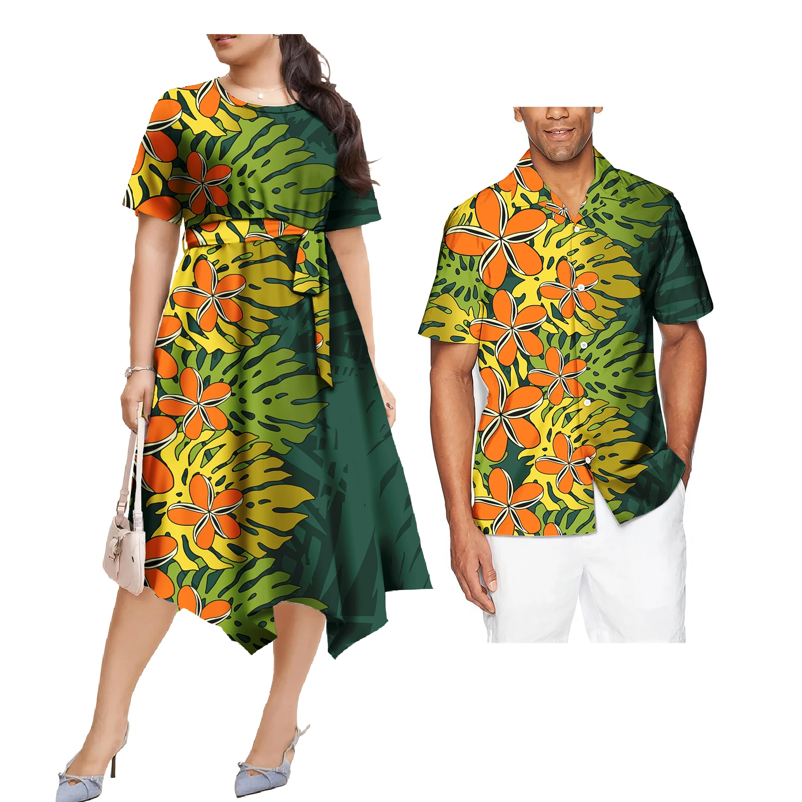 Best Price Polynesian Tonga Tribal Women Elegant Island Dress Matching Plus Size Mens Shirts Couple Clothes