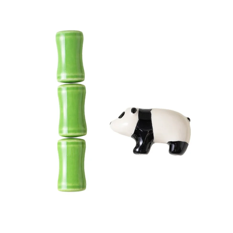 Neue Cartoon Keramik Schrank Griffe Schublade Tür Knöpfe Bambus Panda Geformt Zimmer Kleiderschrank Schrank Zieht Kinderzimmer Knopf Diy