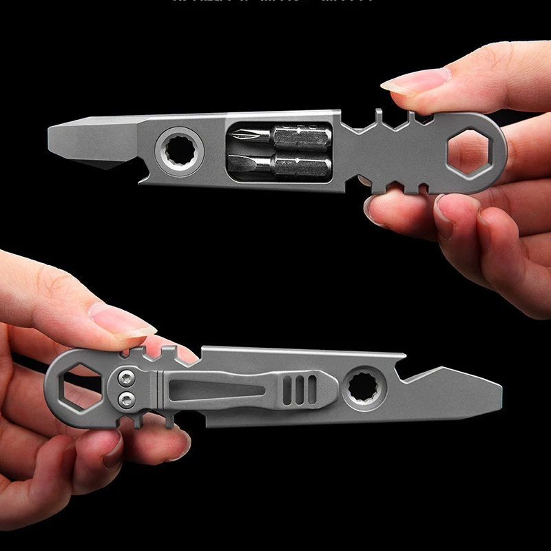 TC4 Titanium Alloy Ratchet Crowbar Screwdriver Riding Portable Multi-Function Maintenance Tool Outdoor Camping Batch EDC Tool