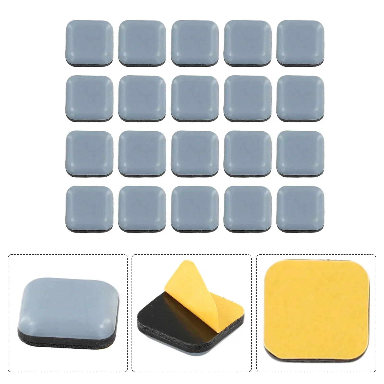 20 X  Square PTFE Furniture Gliders Self Adhesive Sliders Floor Chair Sofa Mat Slider Pad Furniture Table Base Protectors