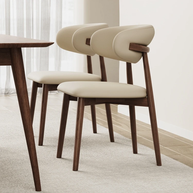 

Minimalist Home Furniture Dining Chairs for Kitchen Rubber Wood with Artificial Leather Backrest Chair for Restaurant 2PCS/CTN