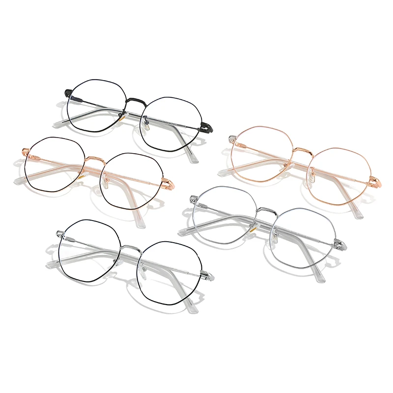 0 -0.5 -1.0 إلى -6.0 النساء الرجال الضوء الأزرق حجب مضلع قصر النظر نظارات الانتهاء من نظارات طبية معدنية للطلاب