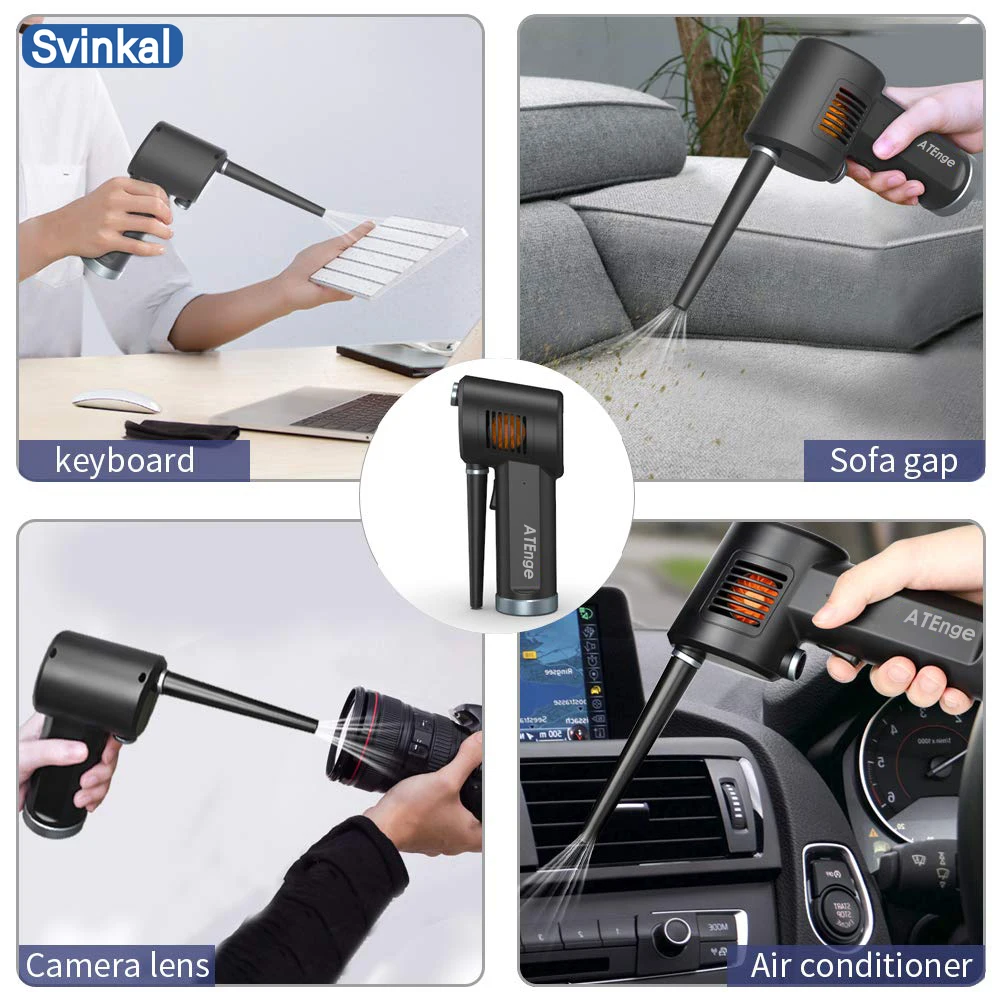 Cordless AIR Duster, Replacement for Compressed Spray Gas Cans, Rechargeable Blower for Computer, Keyboard and Electronics Clean