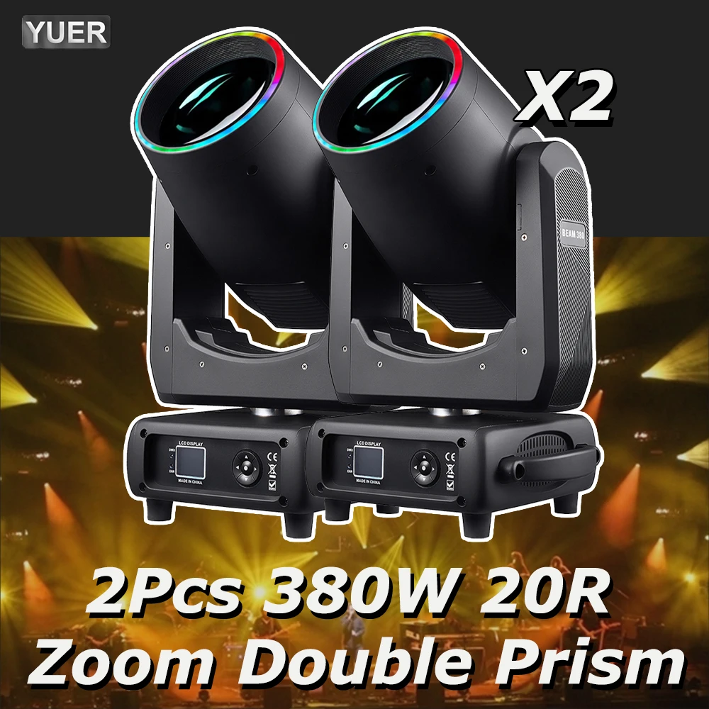 2Pcs/lot Profession 380W 20R Beam Spot Wash Moving Head Light Double Prism Zoom DMX512  For Disco DJ Music Ball Party Nightclub