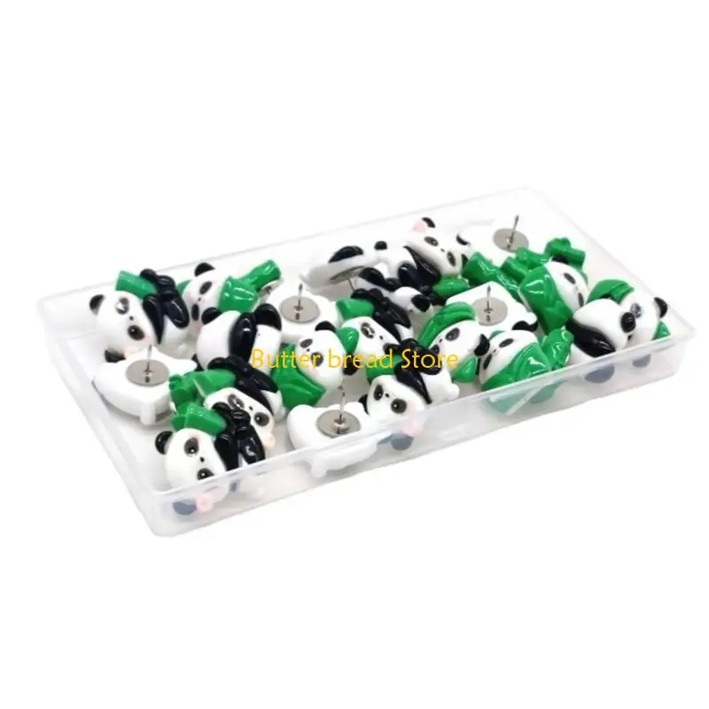 W89C 20/30 조각 팬더 푸시 핀 공지 보드 엄지 압정 코르크 보드 핀 사무실 공지 보드 디스플레이 그림 메모