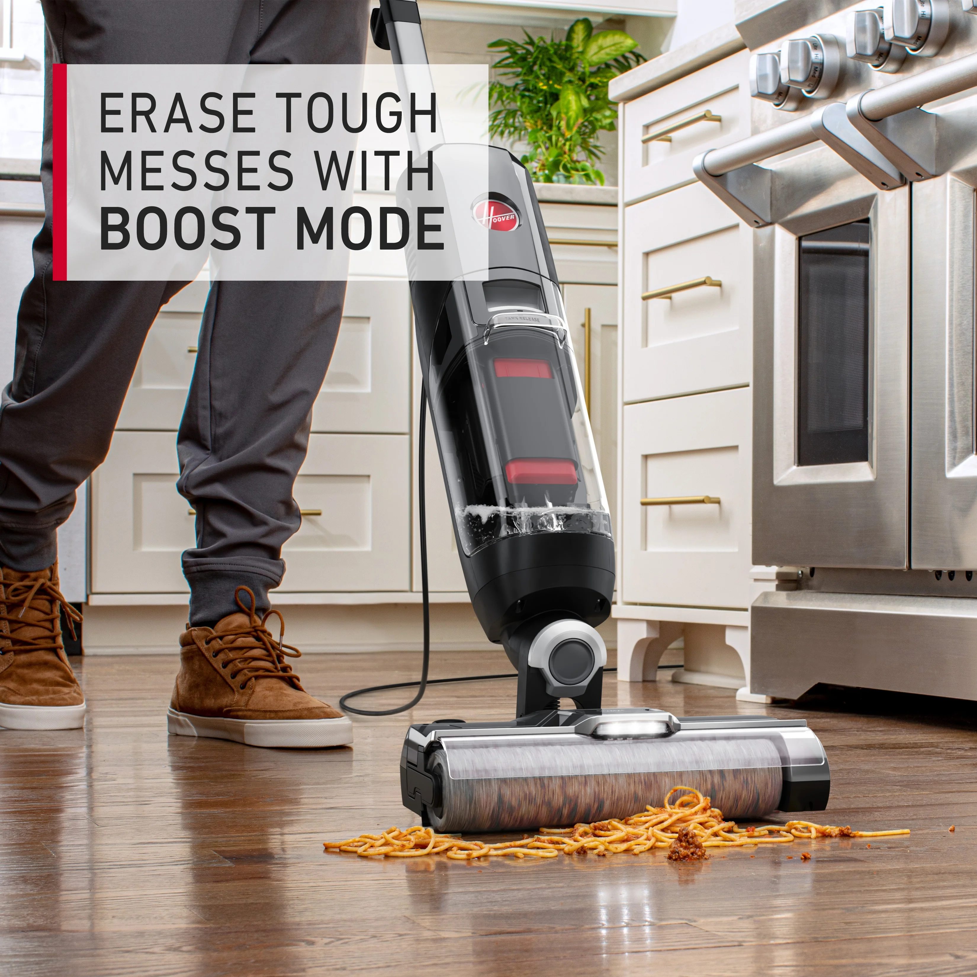 هوفر انسيابية سلك قوي منظف هواء رطب وجاف متعدد الأسطح مثالي للأرضيات الصلبة، إزالة شعر الحيوانات الأليفة، شفط قوي، تنظيف ذاتي، شاشة العرض ووضع تعزيز، CDHF-SLME