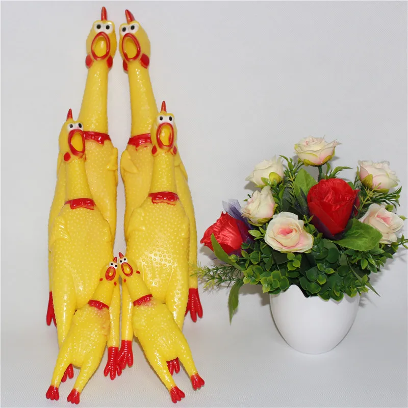 Fashion Pets Dog Squeak Toys Screaming Chicken Squeeze Sound Toy For Dogs Super Durable Funny Yellow Rubber Chicken Dog Chew Toy