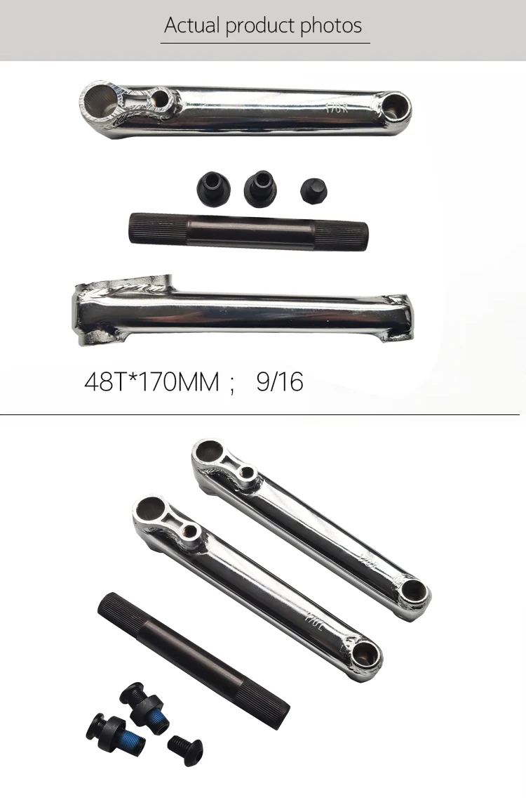 BMX BIKE Crankarm Chrom Schwarz CRMO Stahl 48T*19MM*170MM 9/16 Mid BB/ Euro BB/ Spanisch BB/ American BB – Detail 2
