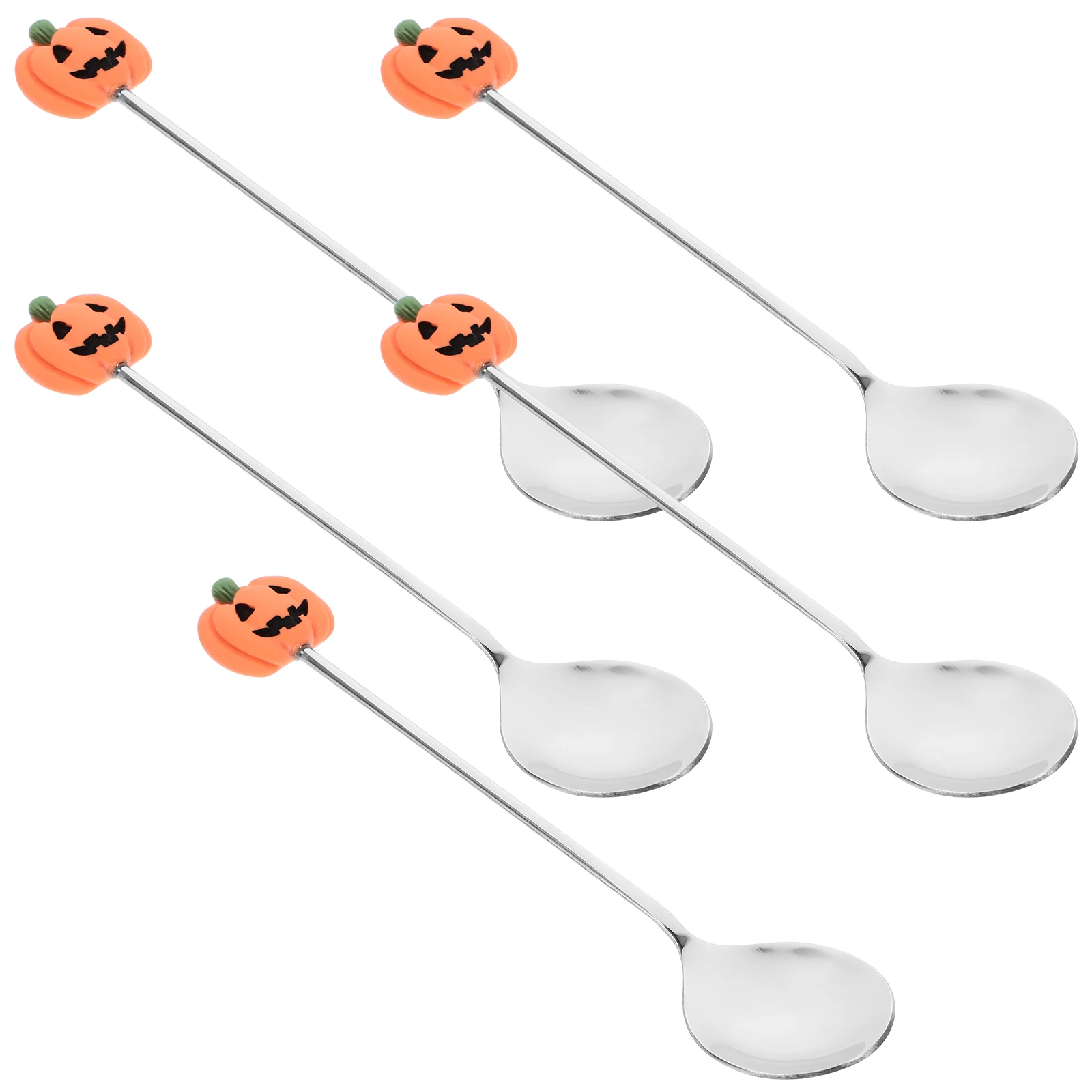 

6pcs Pumpkin Spoon Stainless Steel Halloween Silverware Mini Spoons Creative Cartoon Dessert Spoon Serving Utensils
