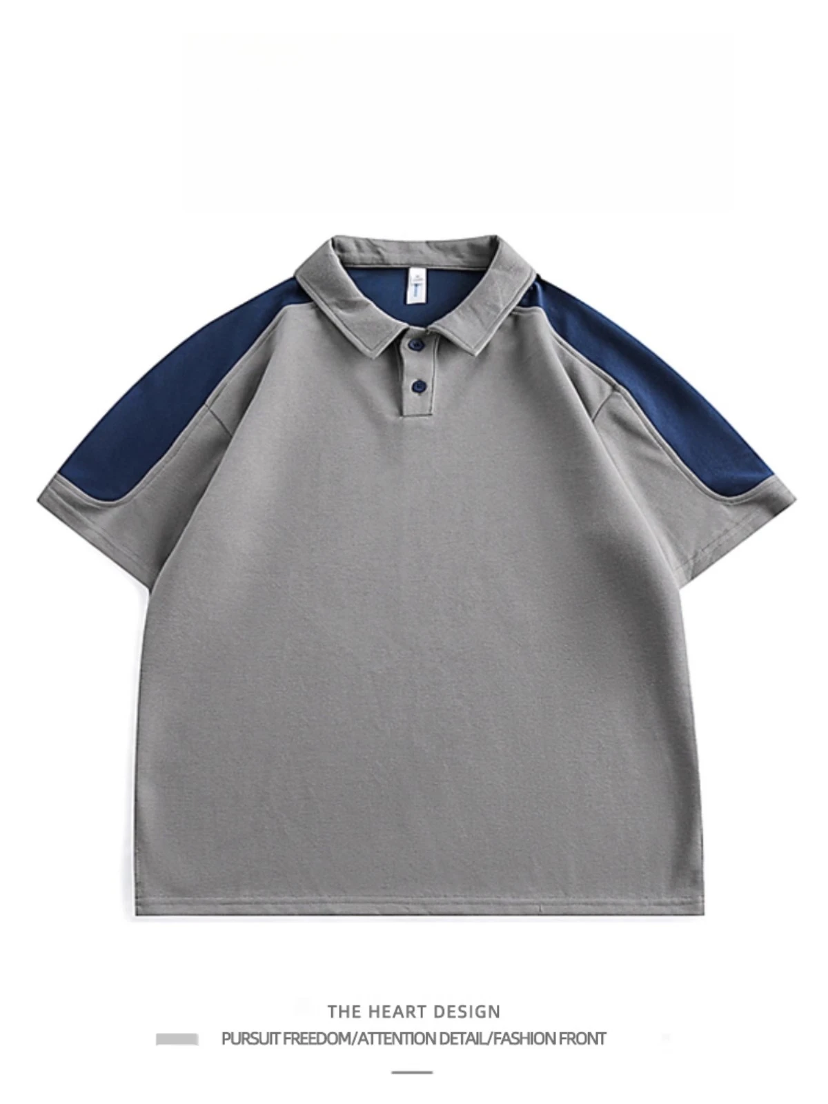 

American Retro Contrasting Color Splicing Short-sleeved POLO Shirt Trendy Brand Loose Couple Casual Student Versatile T-shirt