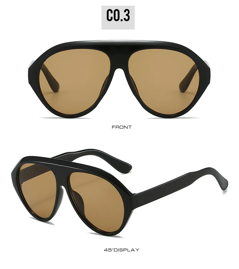 Retro Große PC-Rahmen-Sonnenbrille für Damen, runde Piloten-Sonnenbrille in Schwarz mit Farbverlauf, coole Herren-Sonnenbrille, einteilige Designer-Sonnenbrille – Detail 20