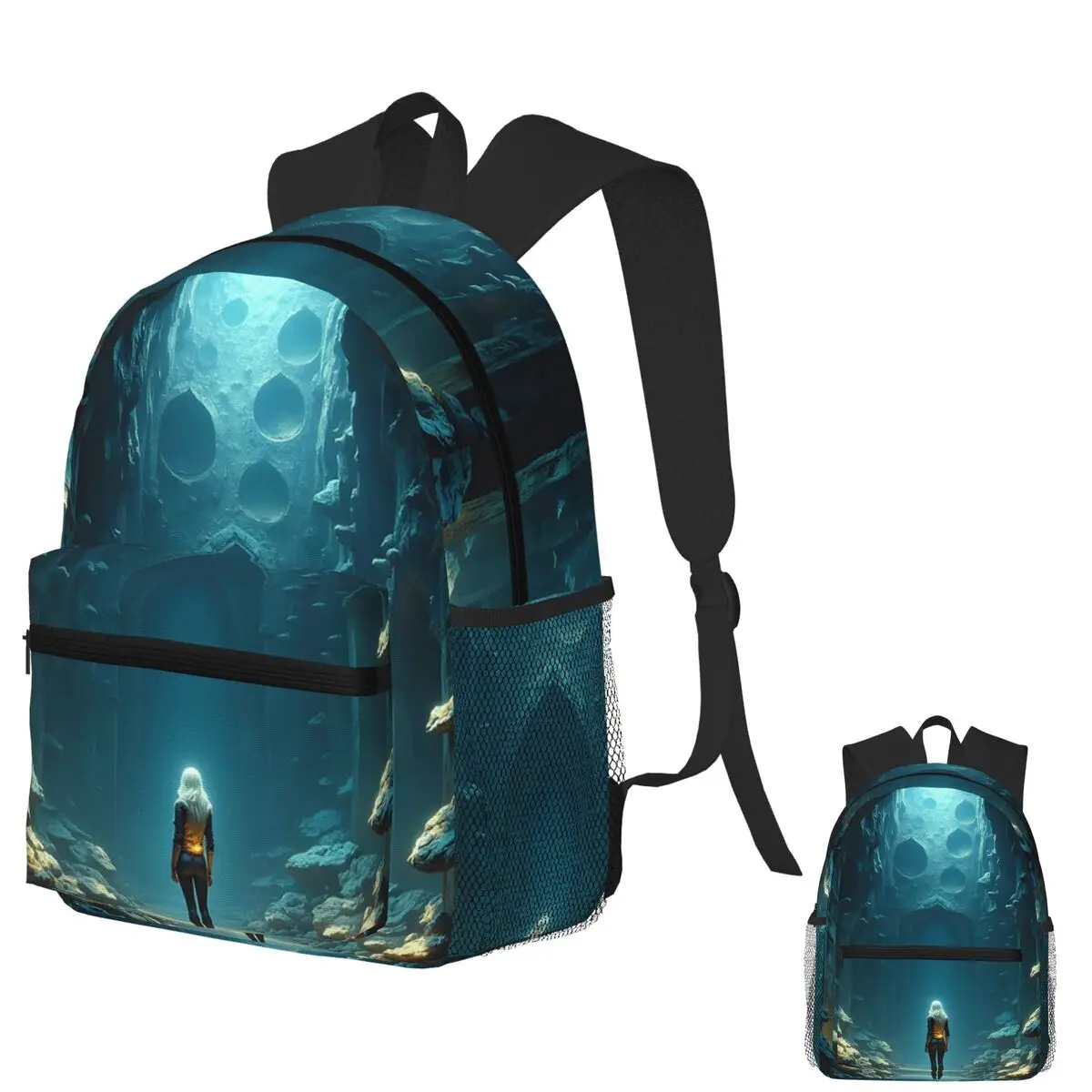 

The Luminous Descent Into The Abyss Student Backpack School Bag Hiking Travel Daypack for Boys Girls Bookbag Shoulder Bags