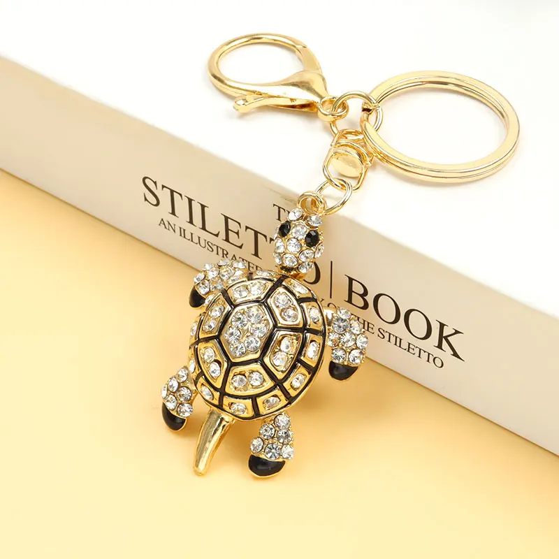 Enamel Rhinestones Sea Turtle Keychain Fashion Couples Bag Pendant Car Interior Creative Gift Souvenir Exquisite Animal Key Ring