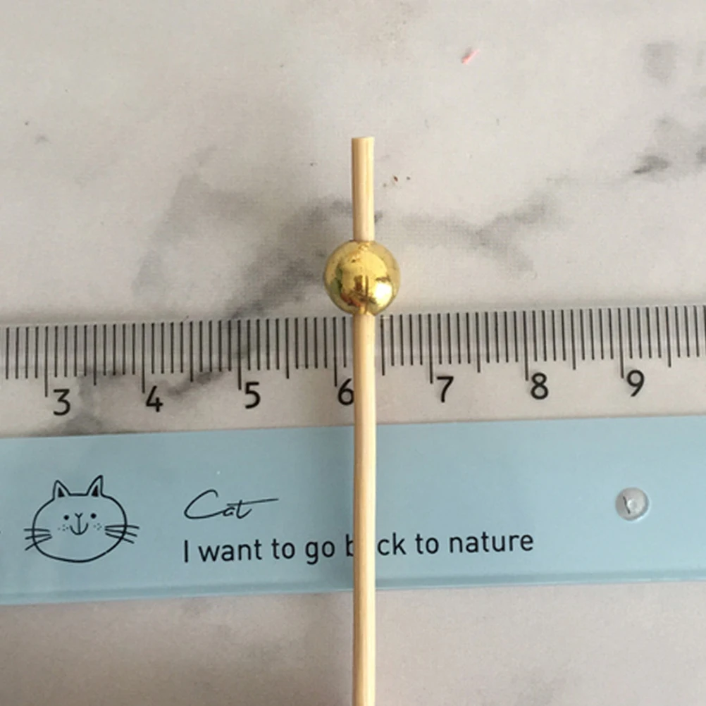 

100Pcs Elegant Bamboo Fruit Toothpicks 12cm Golden Pearl Tails Appetizer Picks Perfect for Home Bar Clubs Ktv Fruit Picks