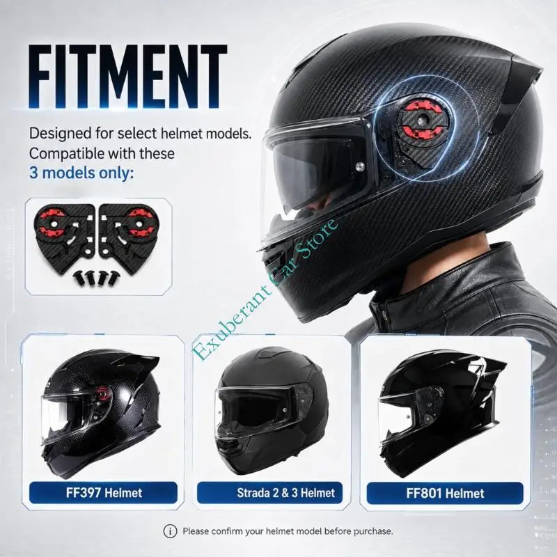 Motorbike Helmets Mount Base for FF801 FF397 Systems Left and Right Side Fixing Set with 4 Screws to Support Opening Closing