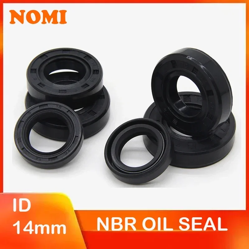 ID 14mm NBR Oil Seal TC-14*22/24/25/26/27/28/30/35*5/6/7/8/10mm Nitrile Rubber Shaft Double Lip Oil Seals 2/5/10pcs