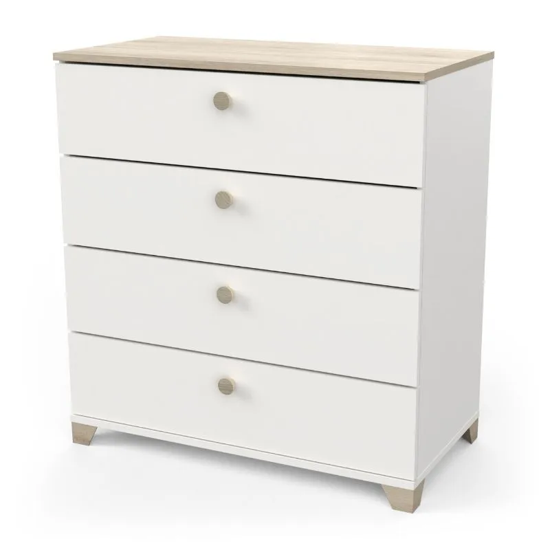 Comfortable 5-drawer Izzy bedroom matte white and Kronberg Oak 85x80x42 cm