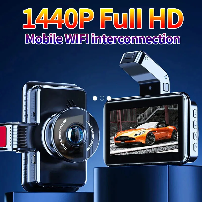 

Car DVR Dashcam WIFI GPS FHD 1440P Dual Lens Auto Camcorder 24H Parking Monitor Night Vision Registrator Video Recorder