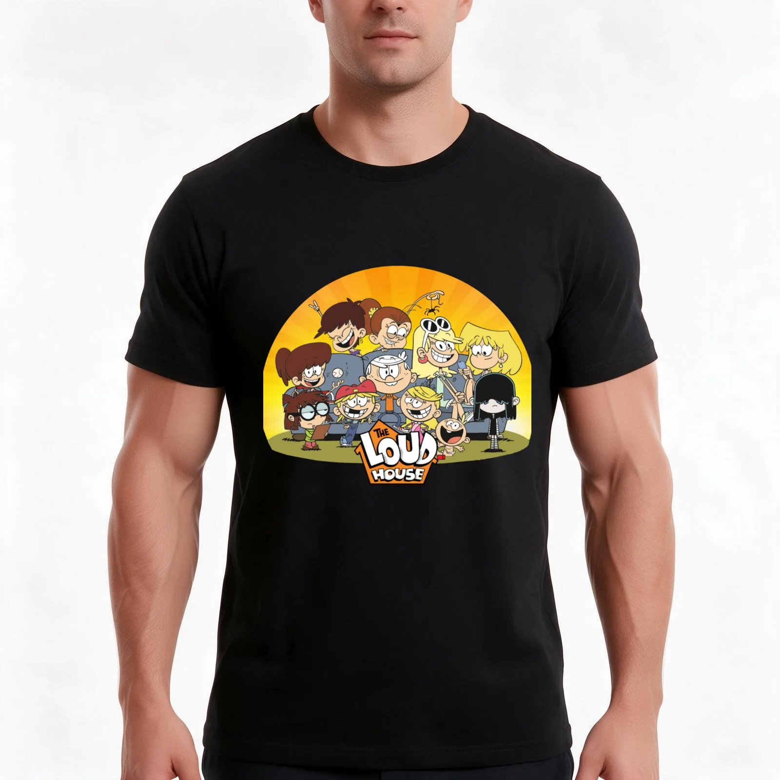 The Loud House T-Shirt, Summer Casual Cotton Tee, Oversized Streetwear Tops, Vintage Graphic Print, Loose Fit Short Sleeve