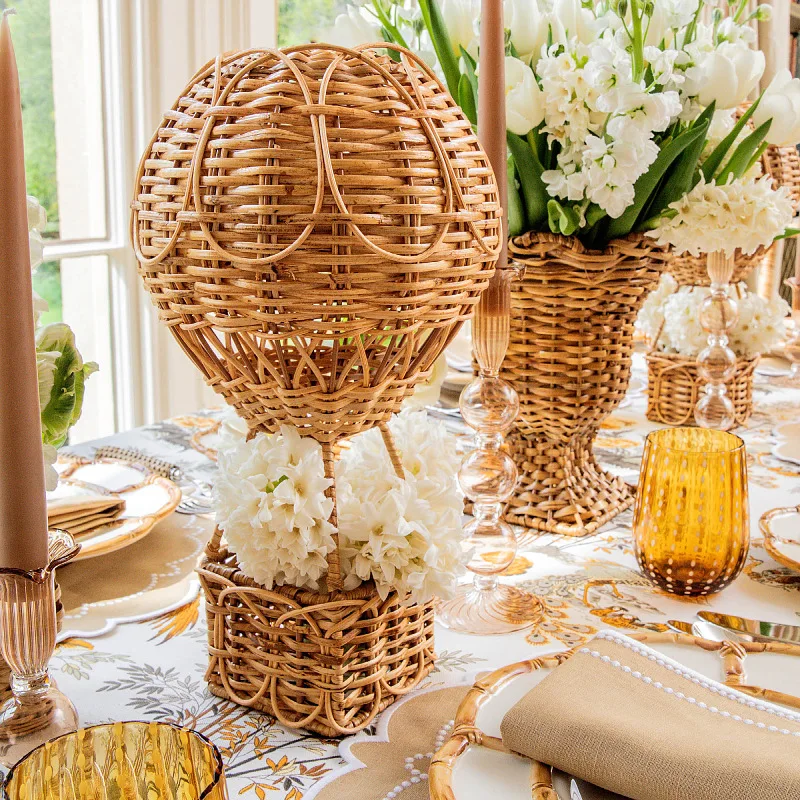 Handwoven Rattan Hot Air Balloon Decor Desktop Wicker Ornament for Kindergarten Photo Studio Home Decor Exquisite Craft Pendant