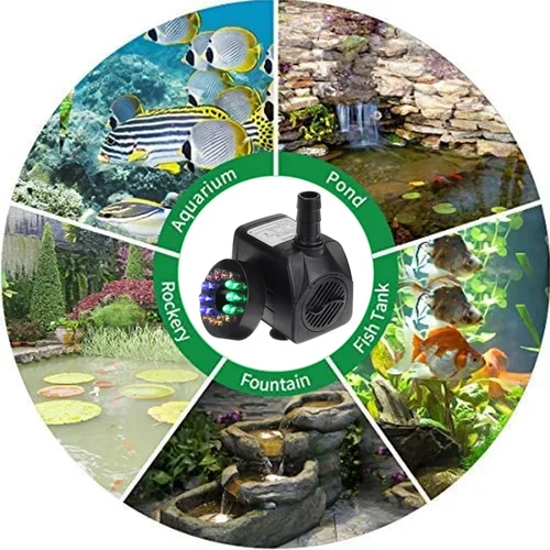 Imagen 2 del producto Bomba de agua sumergible ultrasilenciosa con luz Led, Mini Motor sin escobillas portátil, fuentes de Acuario, CA 220V, 5/8/10/15/25W, 1800L/H