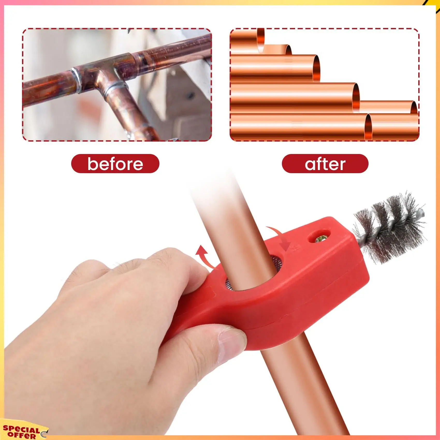 

ABFI Pipe Reamer Deburring Tool,5Pcs Copper Pipe Cleaner And Reamer Set,Pipe Deburring Brush,Tubing Chamfer Tool