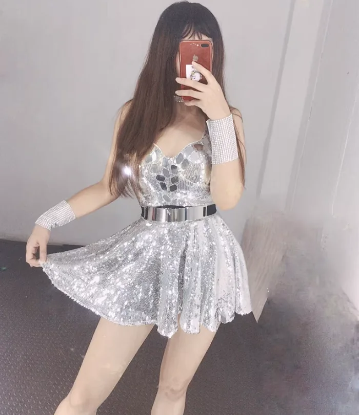 

Bar and Nightclub Sexy Princess Camisole Dress Sequin Stage Performance Costumes