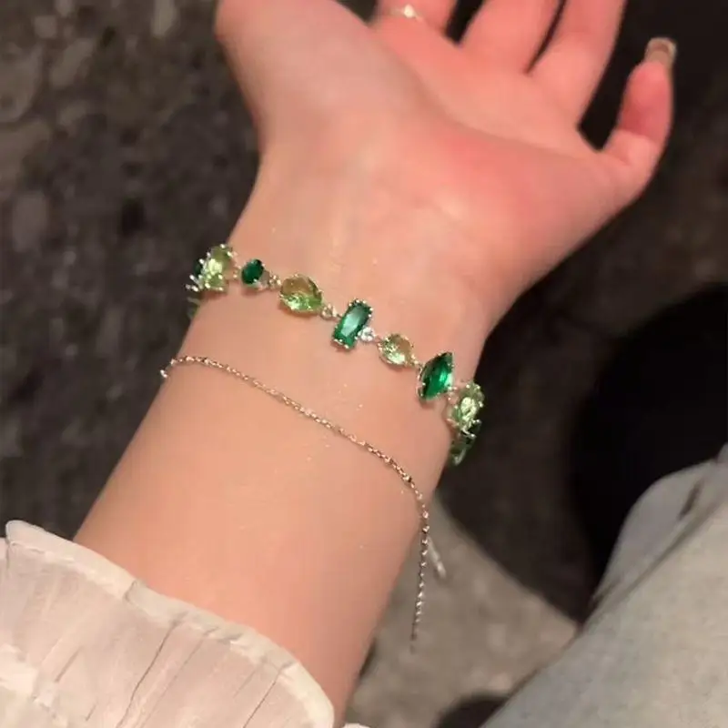 Funkelnde Bunte Kristallarmbänder für Frauen, Koreanische Zirkon-Metallkette, Partyschmuck, Valentinstagsgeschenk – Detail 5