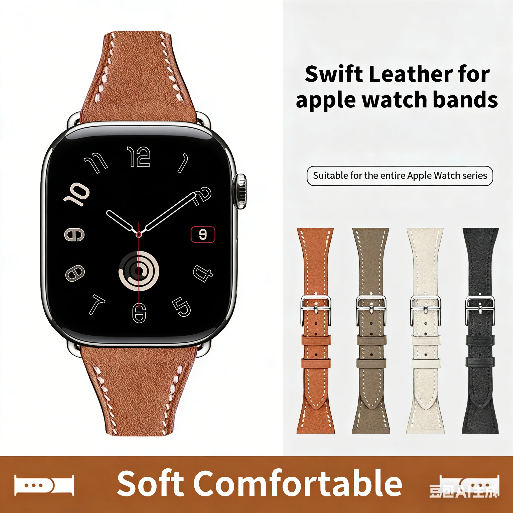 2025年新型ソフトレザーブレスレットバンドultra-3-2-apple-watch-series-1110-9-8-7-6-5-se-3-iwatchストラップ49-46-45-44-42-41-40mm対応