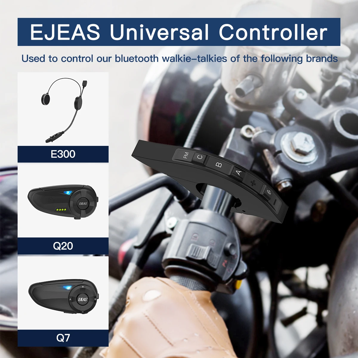 1Pcs EJEAS Motorcycle Intercom Handlebar Grip Remote Control EUC Bluetooth Compatible with EJEAS V4 Plus/Q2/Q7/MS8 Moto Intercom