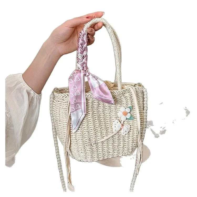 

2025 Light Luxury Niche Convertible Summer Straw Basket Bag - Large-Capacity Beach Vacation Handbag for Women