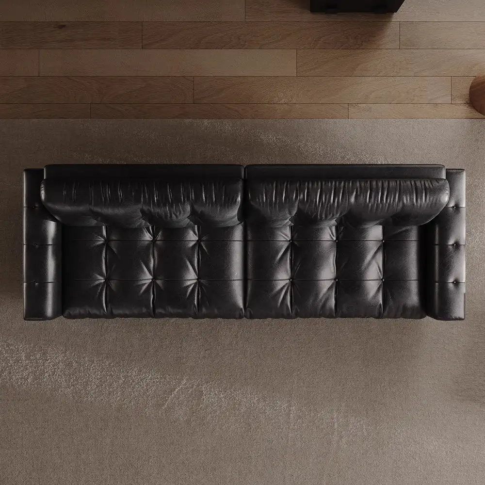 

Italian Vintage Nebula Sofa Minimalist Synthetic Leather Antique Style Straight Row for Small Households Three for Living Room