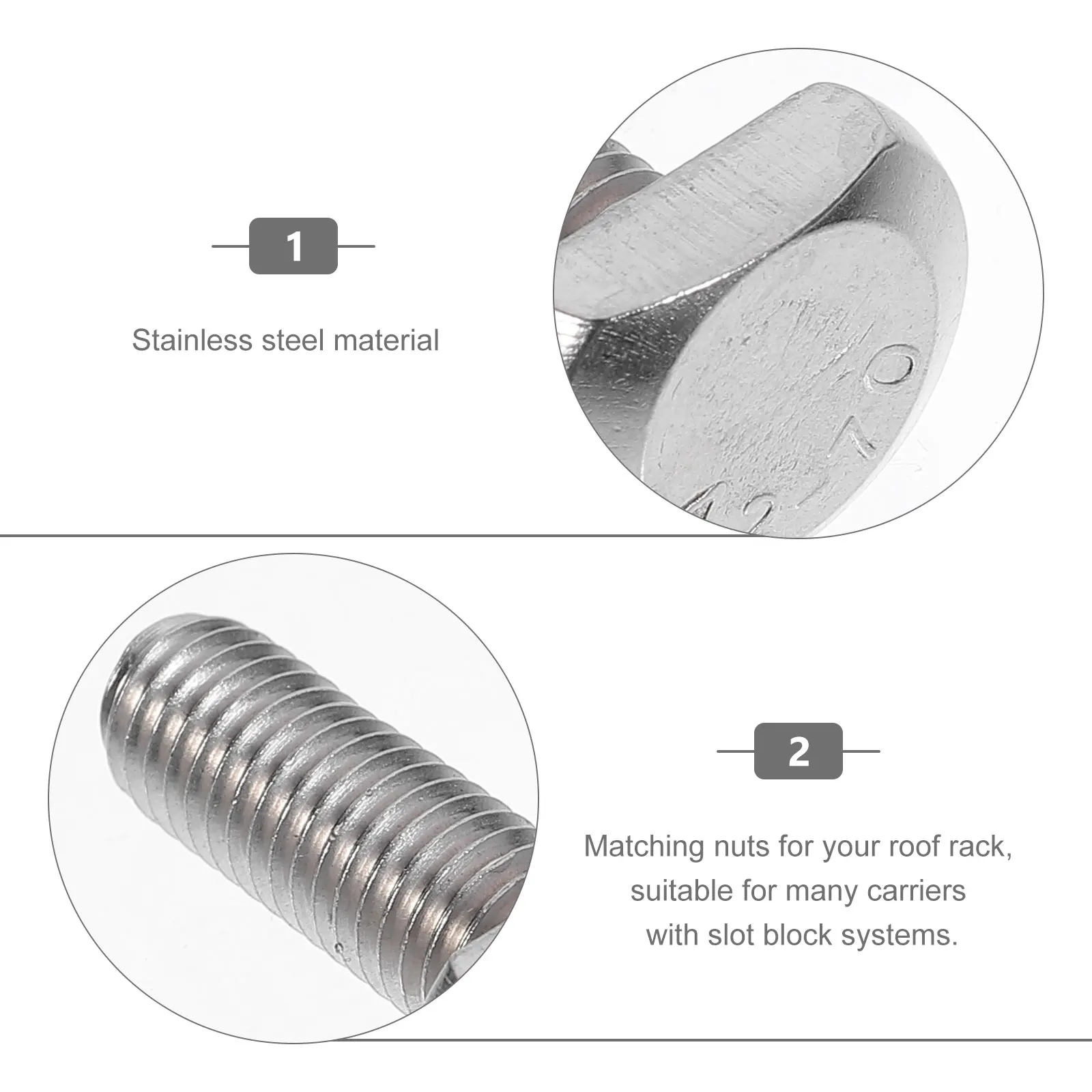 

4 Pcs Stainless Steel Bolt Silver Punch Milling Machine Screw T-slot Bolts Square Head Roof Rack Baskets Storage Boxes