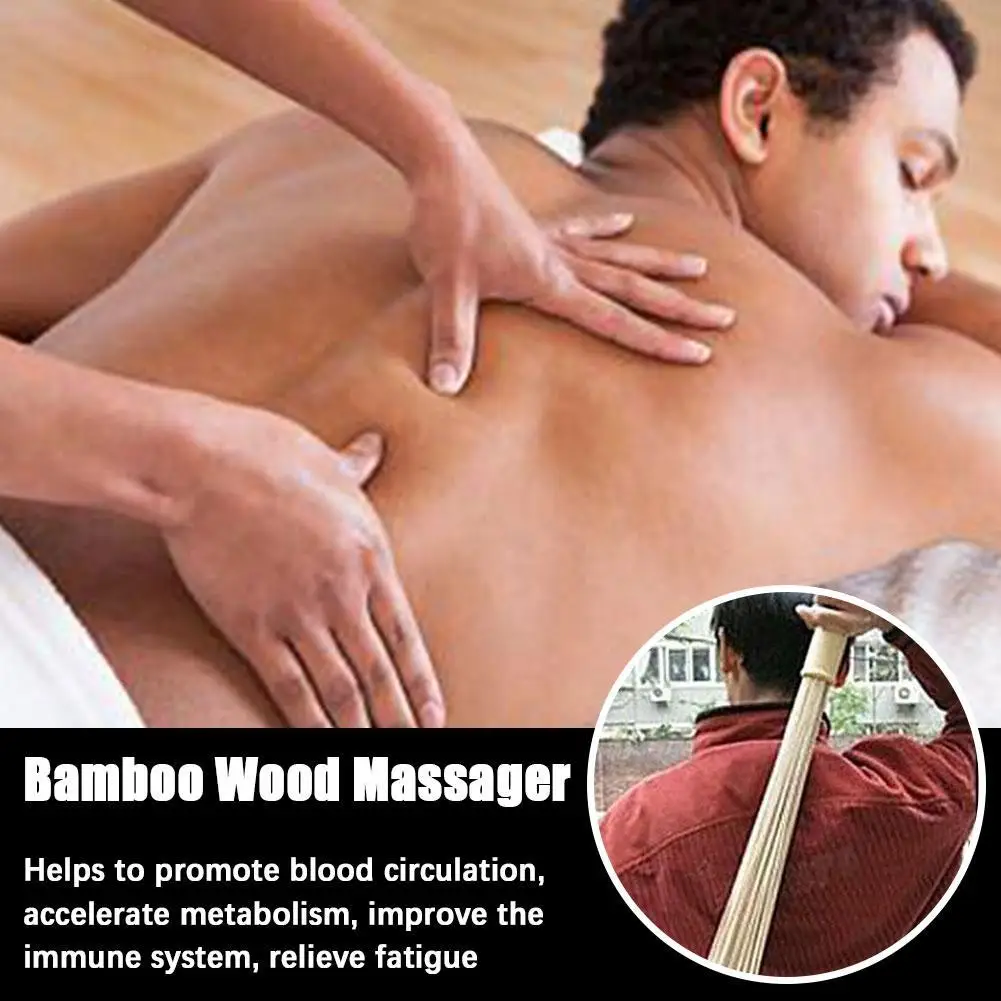 

Wooden Handle Bamboo Wood Massager - Health Care Tool For Relaxation, Muscle Fatigue Relief, And Environmental Health
