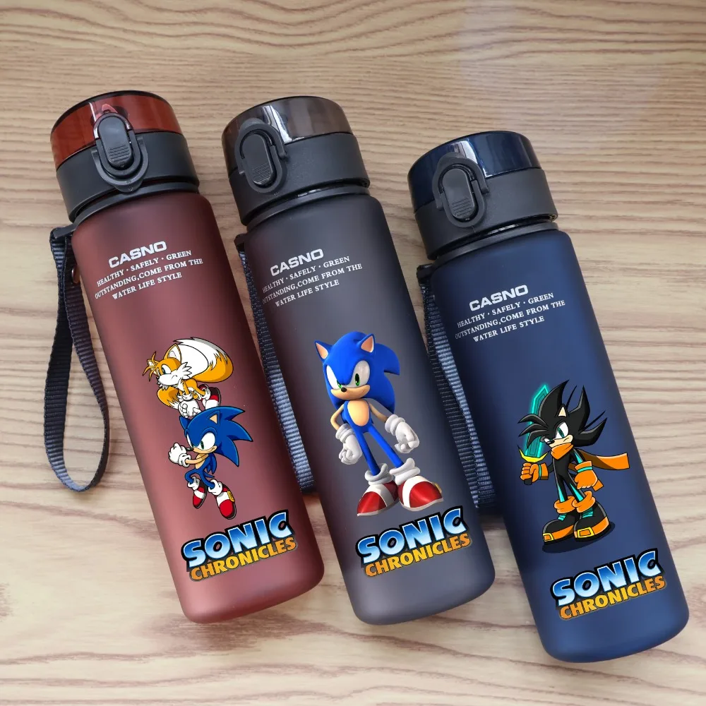 Sonic The Hedgehog 560ML Water Cup Large Capacity Portable Plastic Cartoon Kids Adult Outdoor Cycling Sport Drinking Bottle Gift