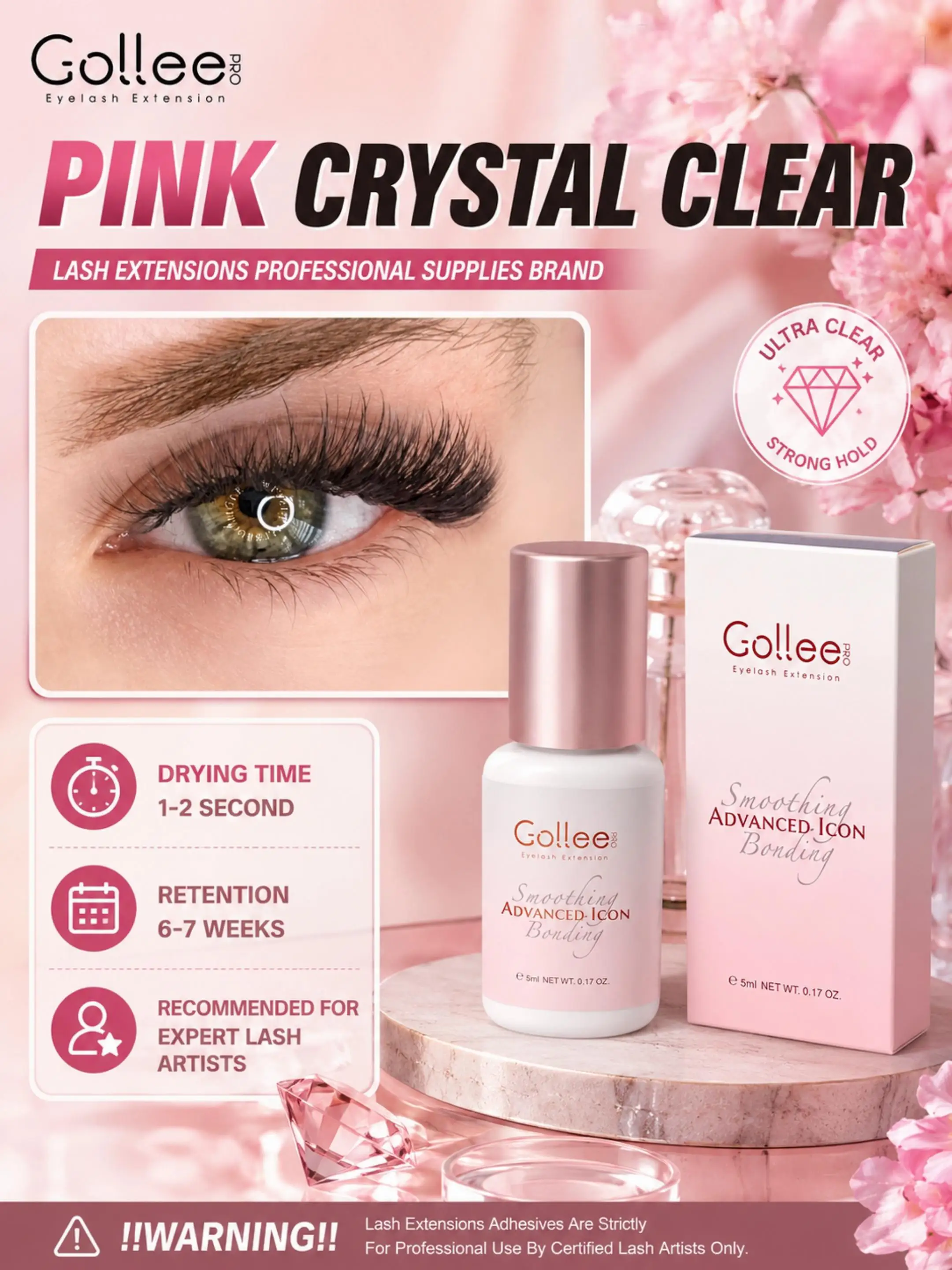 Gollee 10/12PCS Lash Glue Jelly Powder Glue 5ml Eyelash Extension Supplie Makeup Tools Bonder Accelerator Lash Super Bonder Lash