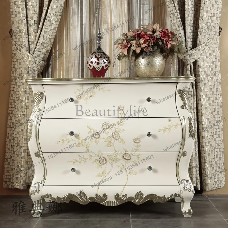 European-style entryway sideboard, living room entryway partition, bedroom solid wood three-drawer cabinet