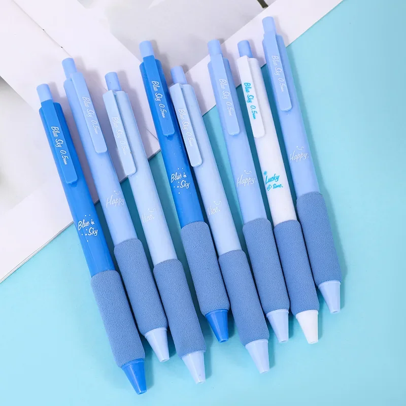 

96 pcs/lot Blue Sky Happy Mechanical Gel Ink Pen School Office Writing Supplies Gift Stationery Art Deco Gel Pens Wholesale